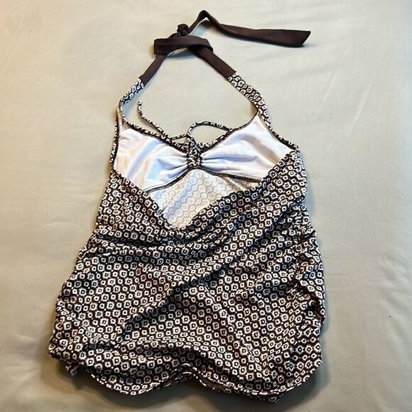 Motherhood Maternity Brown with White Tankini - Size Medium - Picture 7 of 14